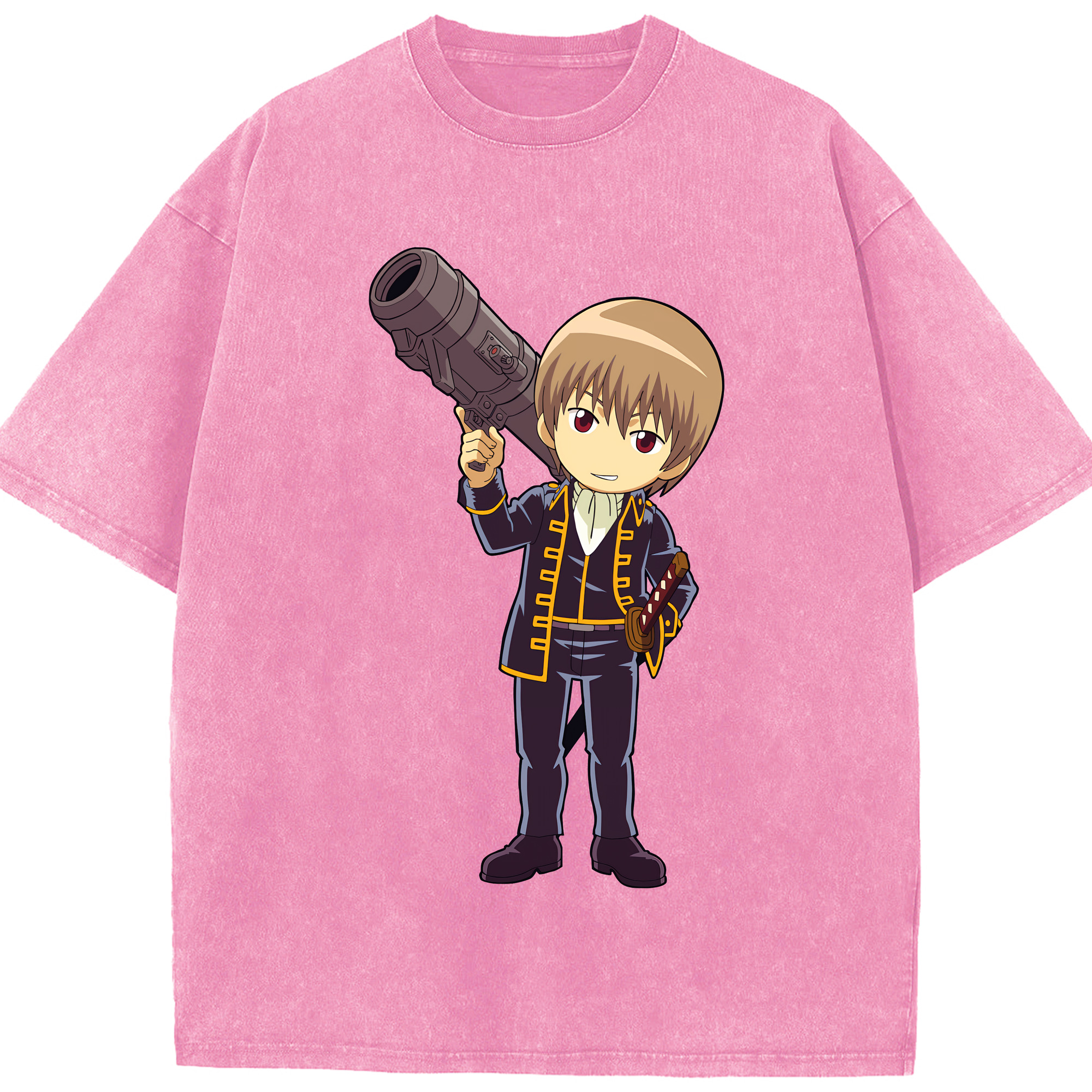 （画像用） ぎんたま 坂田銀時（さかたぎんとき） 神楽 志村新八（しむら しんぱち） GINTAMA Sakata Gintoki Kagura Shimura Shinpachi 綿100% ヴィンテージ風 半袖Tシャツ（フロントプリント）